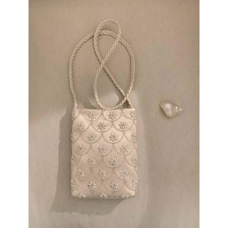 2026New high-end beaded embroidered bag, sweet and elegant party bag, evening dress bag, single shoulder crossbody bag for women