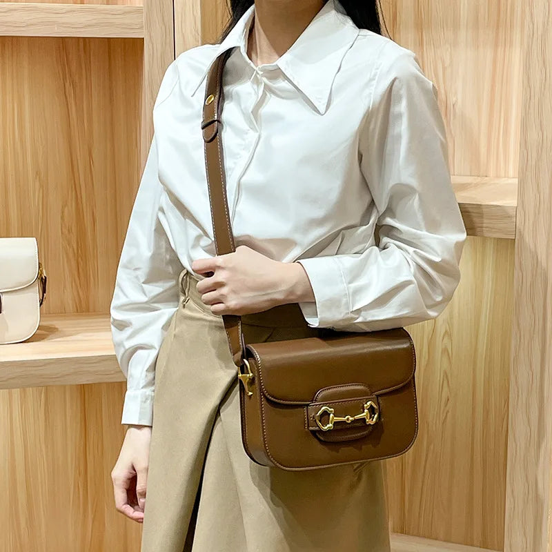Luxury leather handbag large capacity fashion messenger shoulder bag functionality