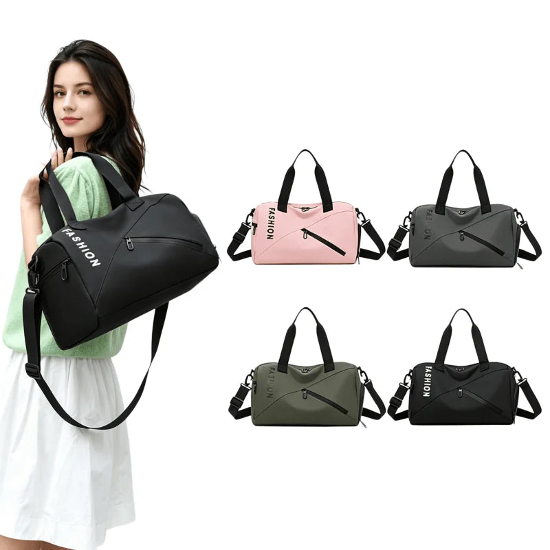 Women's Large Capacity PU Duffel Bag Water Resistant Weekender Gym Bag with Wet Pocket Overnight Travel Bag for Sports & Fitness
