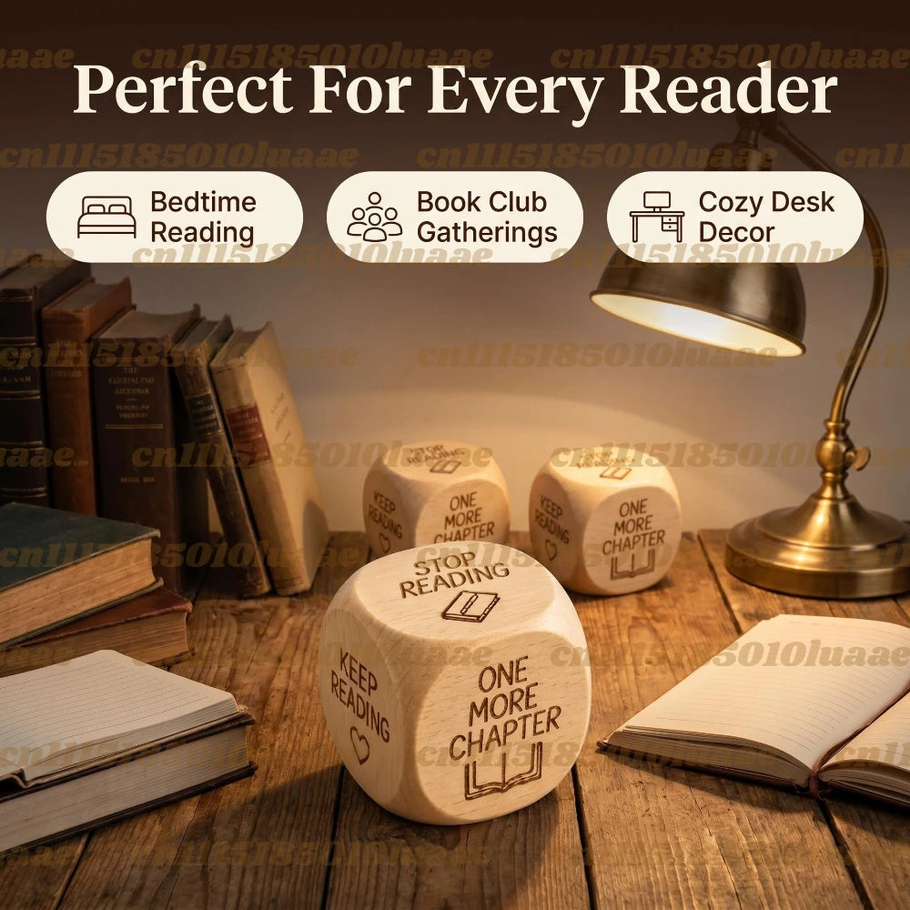 2PCS Wooden Reading Decision Dice,Wooden Reading Decision Dice Book Lover Gifts,Fun Bookish Desk Decor,Funny Gift
