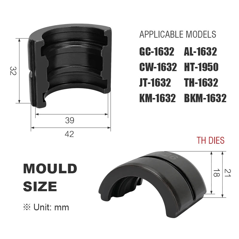 Kinds of Hydraulic Pipe Crimping Moulds TH, U Pipe Dies for Pex Fittings and V, M, VAU, VUS Pipe Dies for Copper Fittings