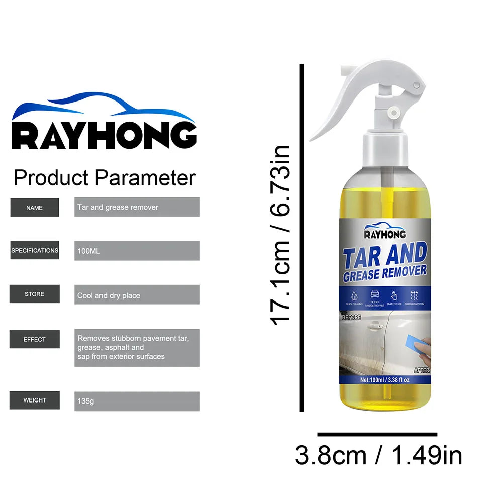 Car Oil Tar Grease Remover Solvent Based Formula Auto Car Cleaning Spray 100ml Kitchen Home Dilute Dirt for Wash Maintenance