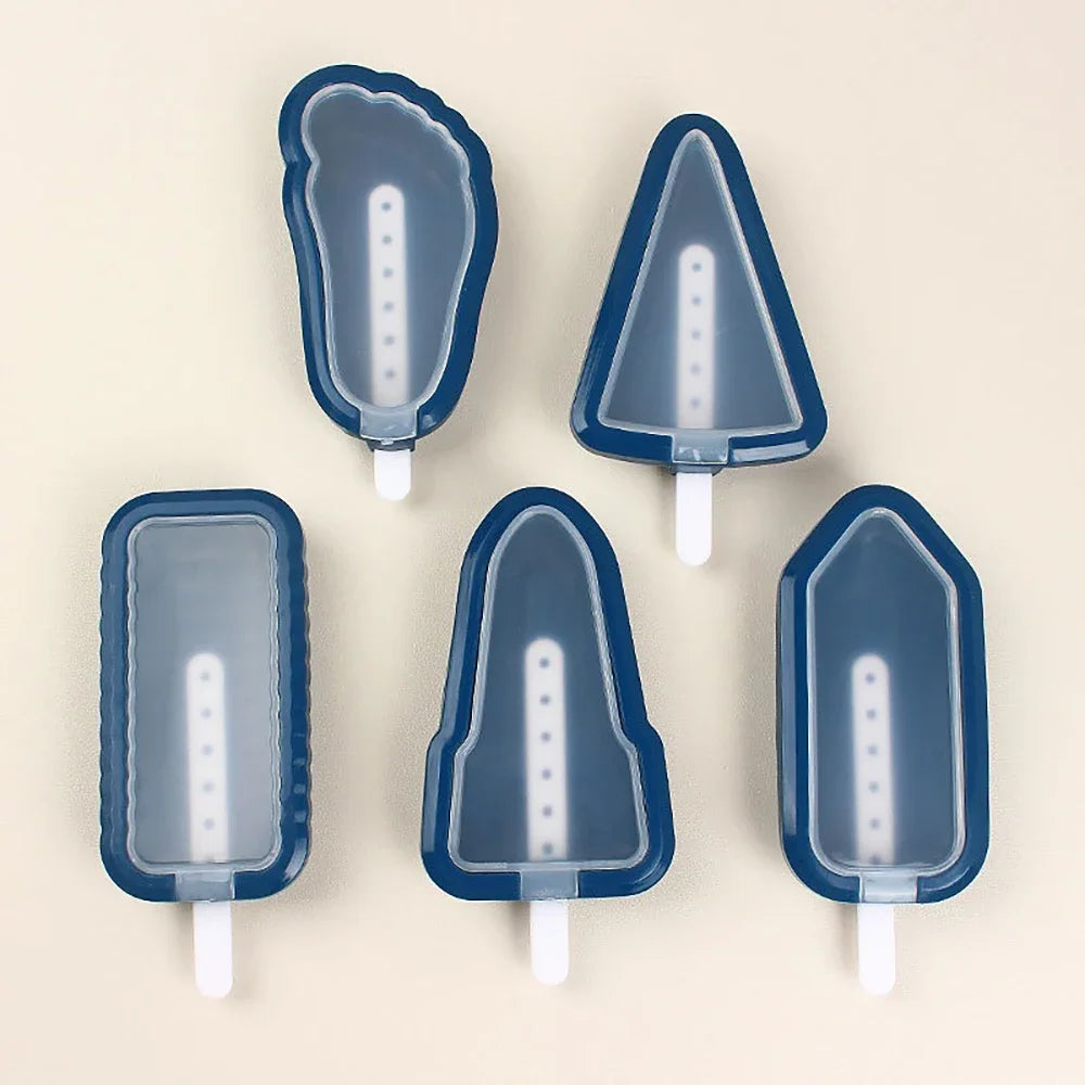 5 pcs Summer Homemade Silicone Ice Cream Mold With Multiple Shapes For Household Ice Cream Making Tools