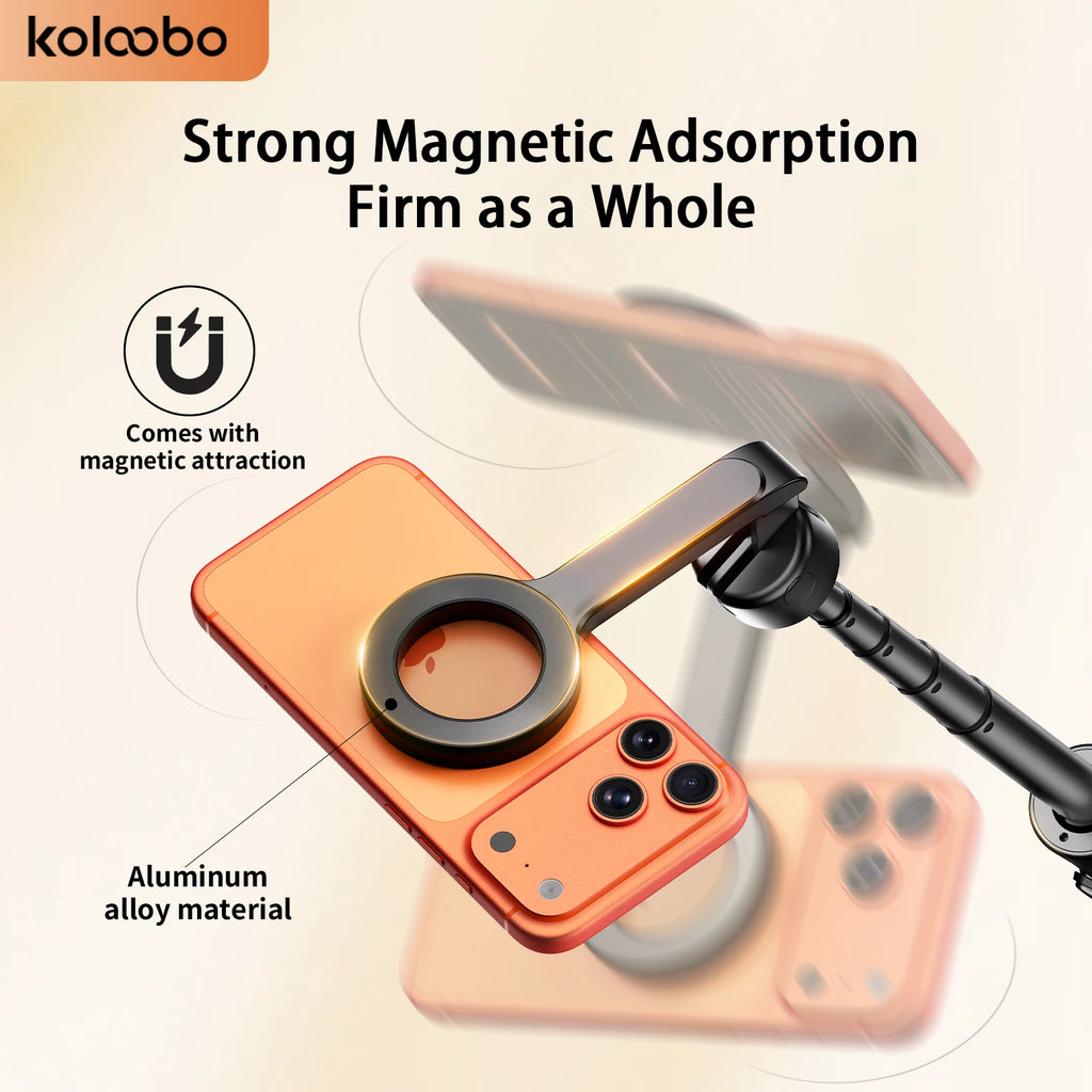 1.8m Extendable Double-sided Magnetic Phone Selfie Stick with Remote Auto-Open Tripod for iPhone 17/16/15 Live Streaming Vlog