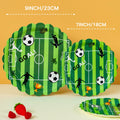 Green Soccer Pitch Scalloped Disposable Paper Plates 7/9 Inch Round Plates for Kids Football World Cup Party Supplies