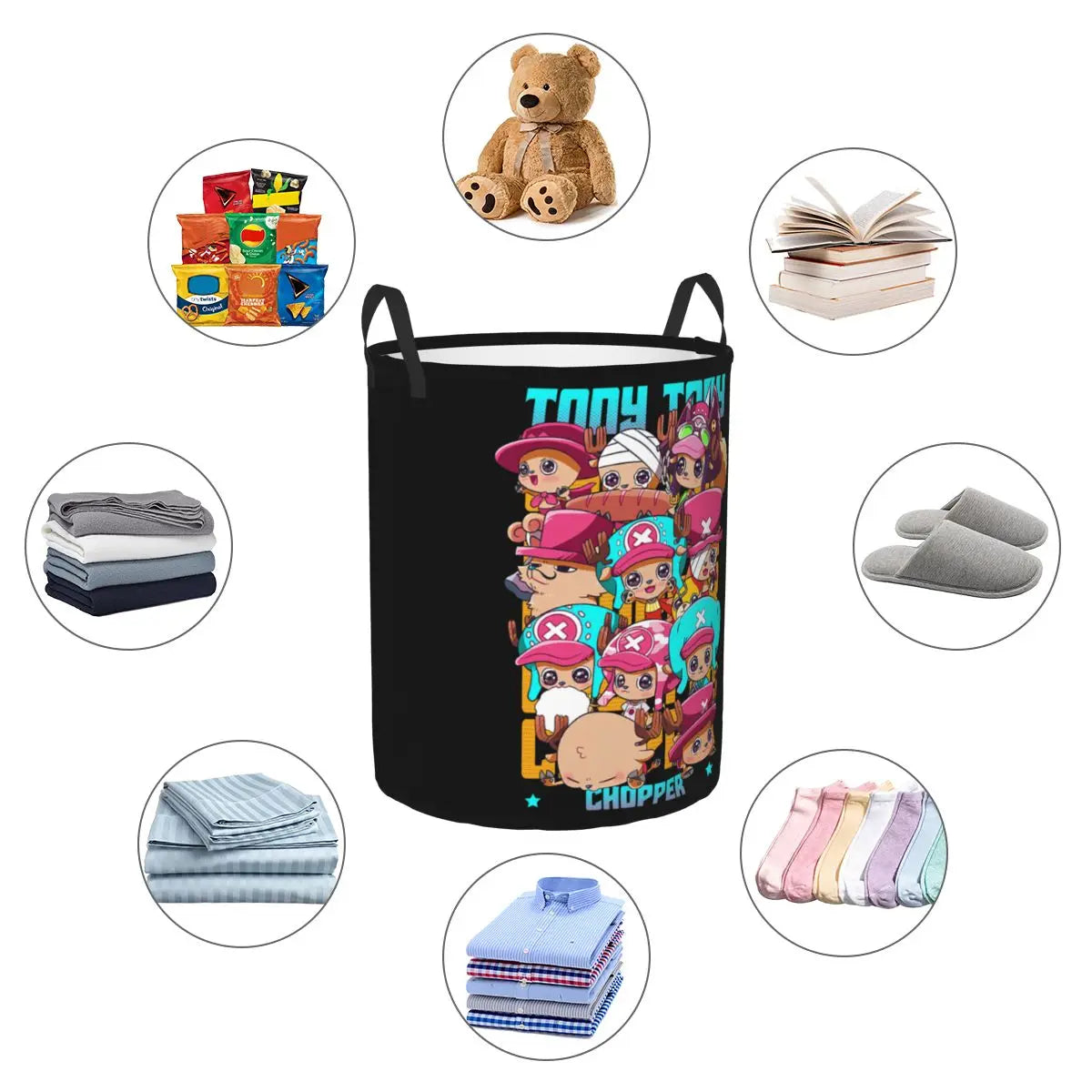 One Piece Tony Tony Chopper Laundry Basket Collapsible Anime Clothing Hamper Bathroom Organizer Storage Bins