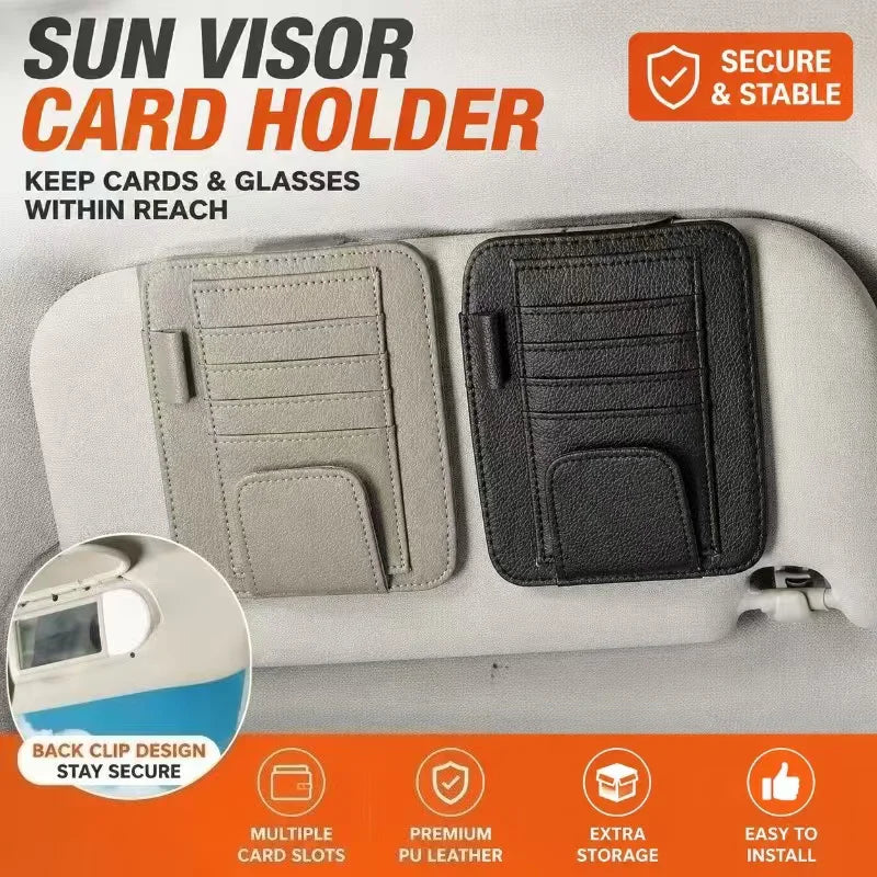 Car Sun Visor Glasses Holder Magnetic Eyeglasses Hanger Clip Luxury Leatherette Car Sunglasses Holder Mount Universal
