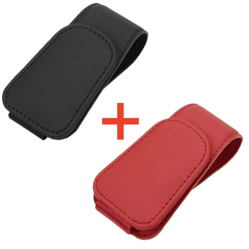Sunglasses Holder for Car Sun Visor Leather Eyeglass Holder Ticket Card Clip Magnetic Car Glasses Holder Car Visor Accessories