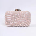 Ladies Pearl Elegant Evening Bag Fashionable Stylish Beading Wedding Dinner Party Banquet Dress Clutch Bag with Long Chain