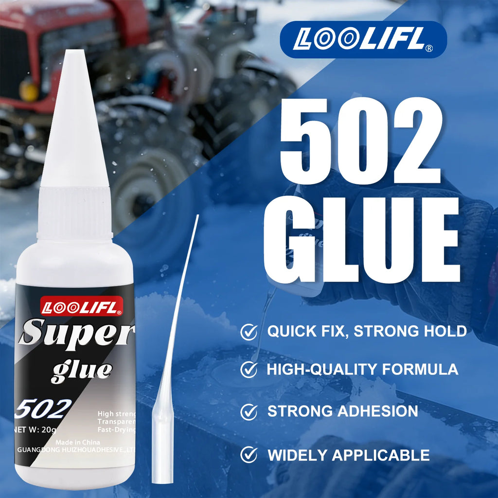 Loolifl, Best-Selling 1-25Pcs 502 Super Glue, Quick-Drying Cyanoacrylate Adhesive for Glass, Leather, Rubber, Wood, Metal, Strong Industrial Strength Glue