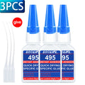 LOOLIFL 1-7pcs 495 Super Glue Cyanoacrylate Adhesive Instant Quick-drying Leather Rubber Wood Glass Strong Bond Liquid Glue Tool
