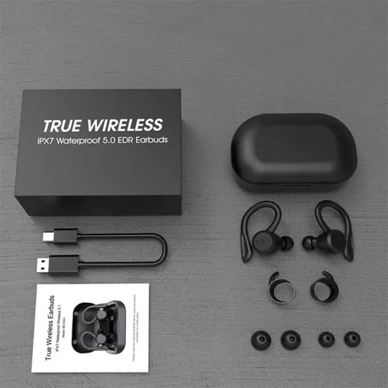 Swimming Waterproof Bluetooth Earphone Dual Wear Style Sport Wireless Headset TWS IPX7 Earbuds Stereo Long Play Time With Mic