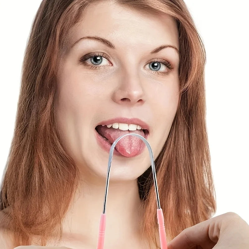 Stainless Steel Tongue Scraper U-Shaped Dental Cleaner for Bacteria/Plaque Removal with Multi-Style Options for All Users