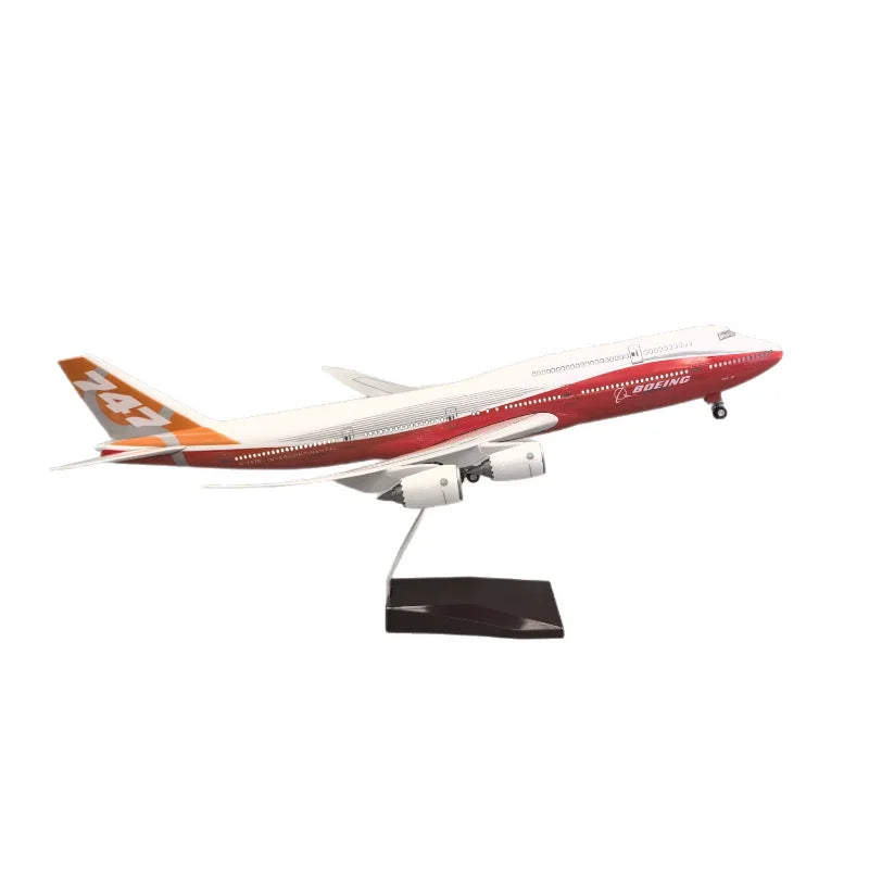 47CM 1:160 Scale Diecast Model Civil Airliner Prototype Aircraft Red Boeing 747-8 Airplane With Light Collection Display Gifts