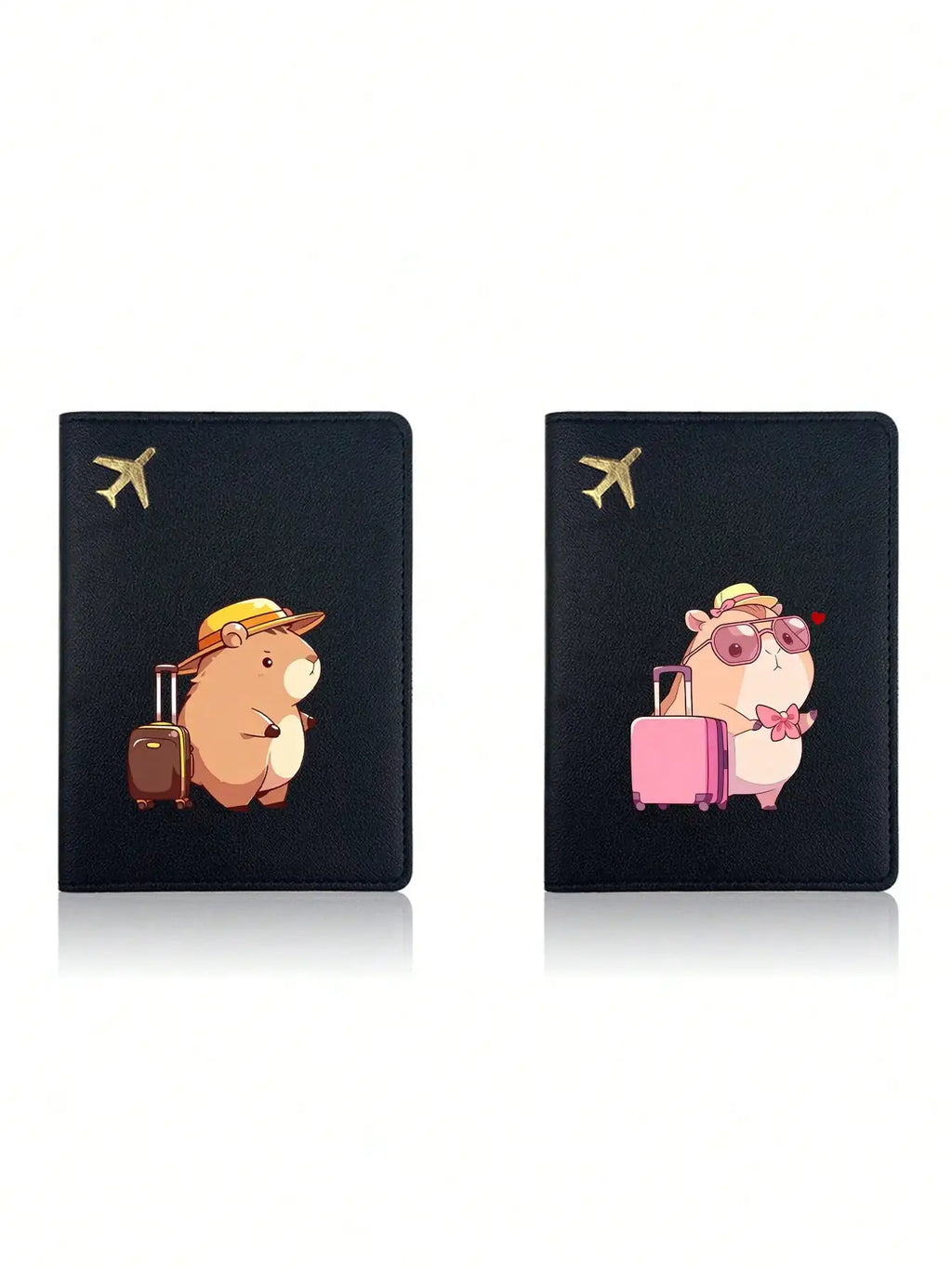 Capybara Pattern Print Passport Wallet Set 2 Pcs Passport Holder  Ticket Holder Passport Lightweight Travel Card Holders