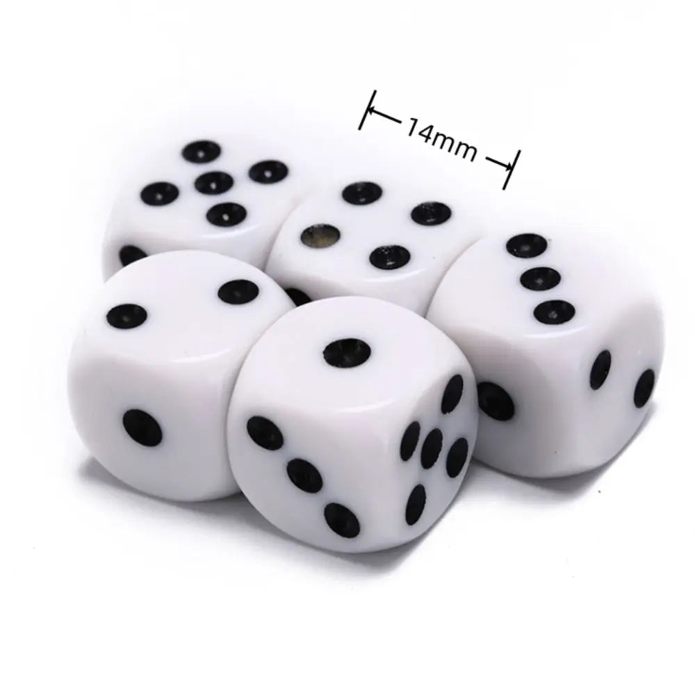 5Pcs/10Pcs 14mm/10mm 6 Sided Drinking Dice White Dices Round Corner Point Dice Set Acrylic Game Accessory Digital Dices