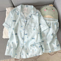 Women's Summer Thin Pajamas with Heart-Shaped Bow Pattern, Short-Sleeved Shorts, Sweet and Cute, Can Be Worn Outside in Summer, Two-Piece Home Wear Set