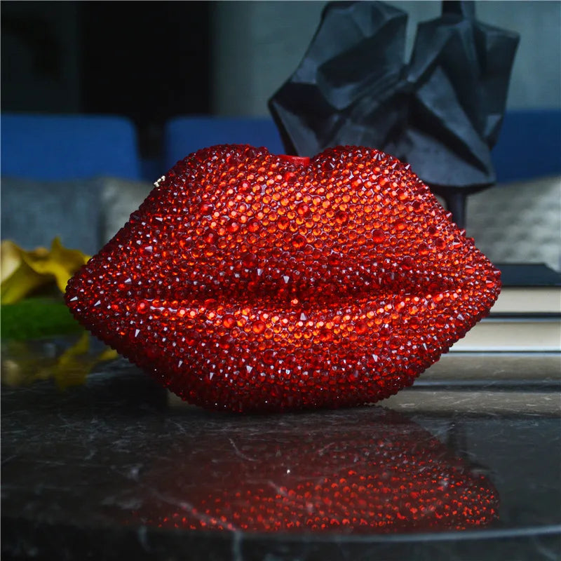 Red Lip Rhinestone Purses and Handbags Luxury Wedding Purses Women Evening Party Sexy Hot Lip Bag Diamonds Clutches Purses
