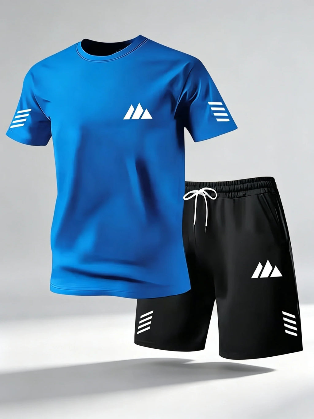 2026 Men 2PCS Summer Tracksuit Quick Dry Breathable Lightweight Short Sleeve Tee Shorts Streetwear Gym Running Sports Outfit