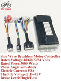 three mode sine wave controller 48V 52V 60V 72V 1500W 2000W 2500W 3000W e-bike brushless moter dc controller 50A for E-scooter