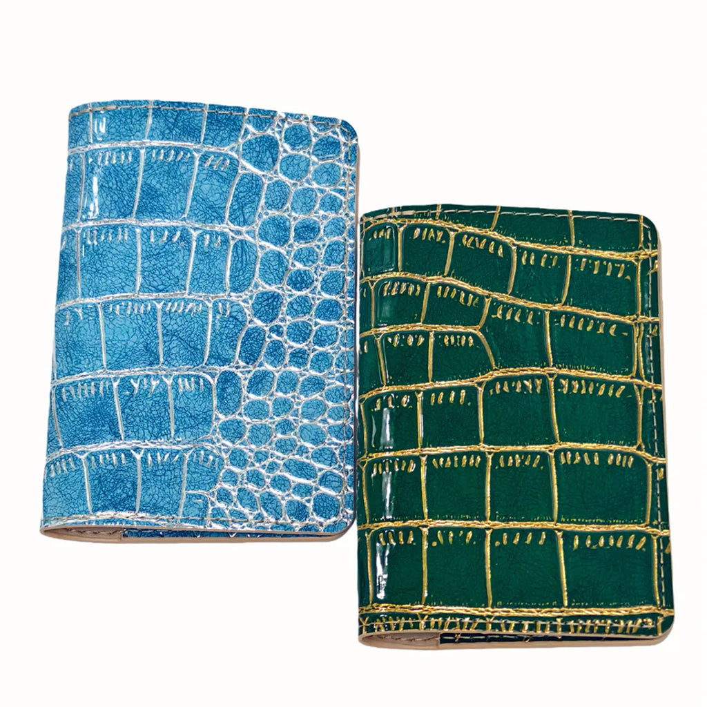 2PCS Crocodile Embossed Gold/Silver Color Border Passport Cove/Case/Holder/Wallet Card Holder Lightweight Travel Accessories