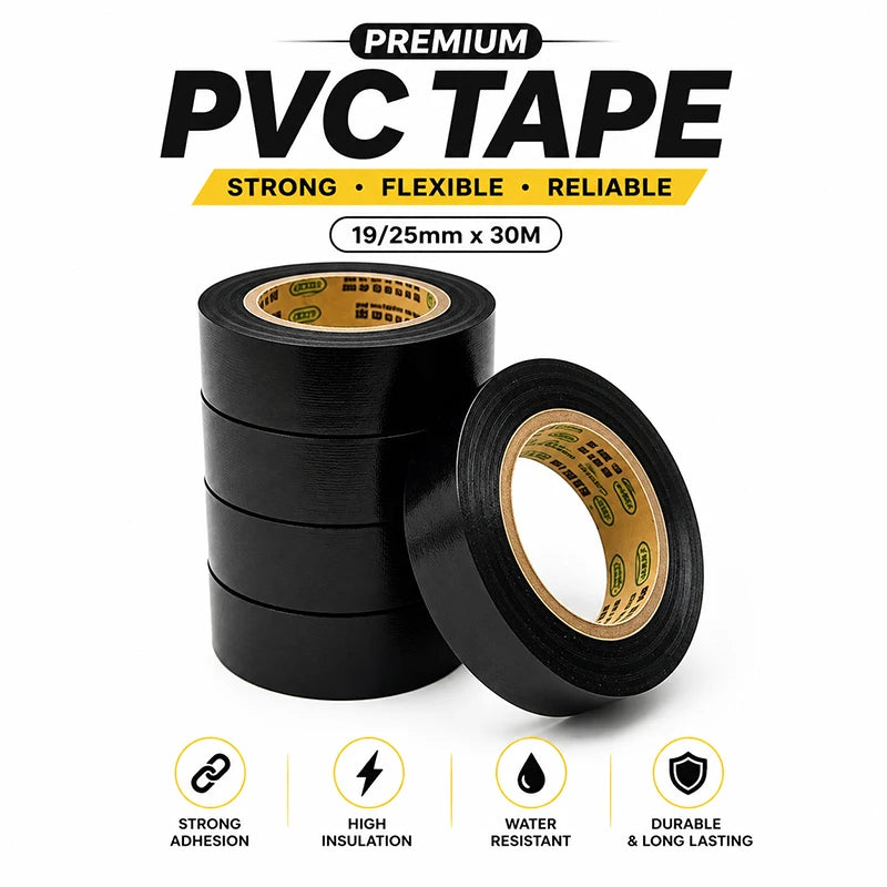 High Ductility PVC Tape Width 19/25MMx30M, Anti-aging Outdoor Equipment Wrapping Tape