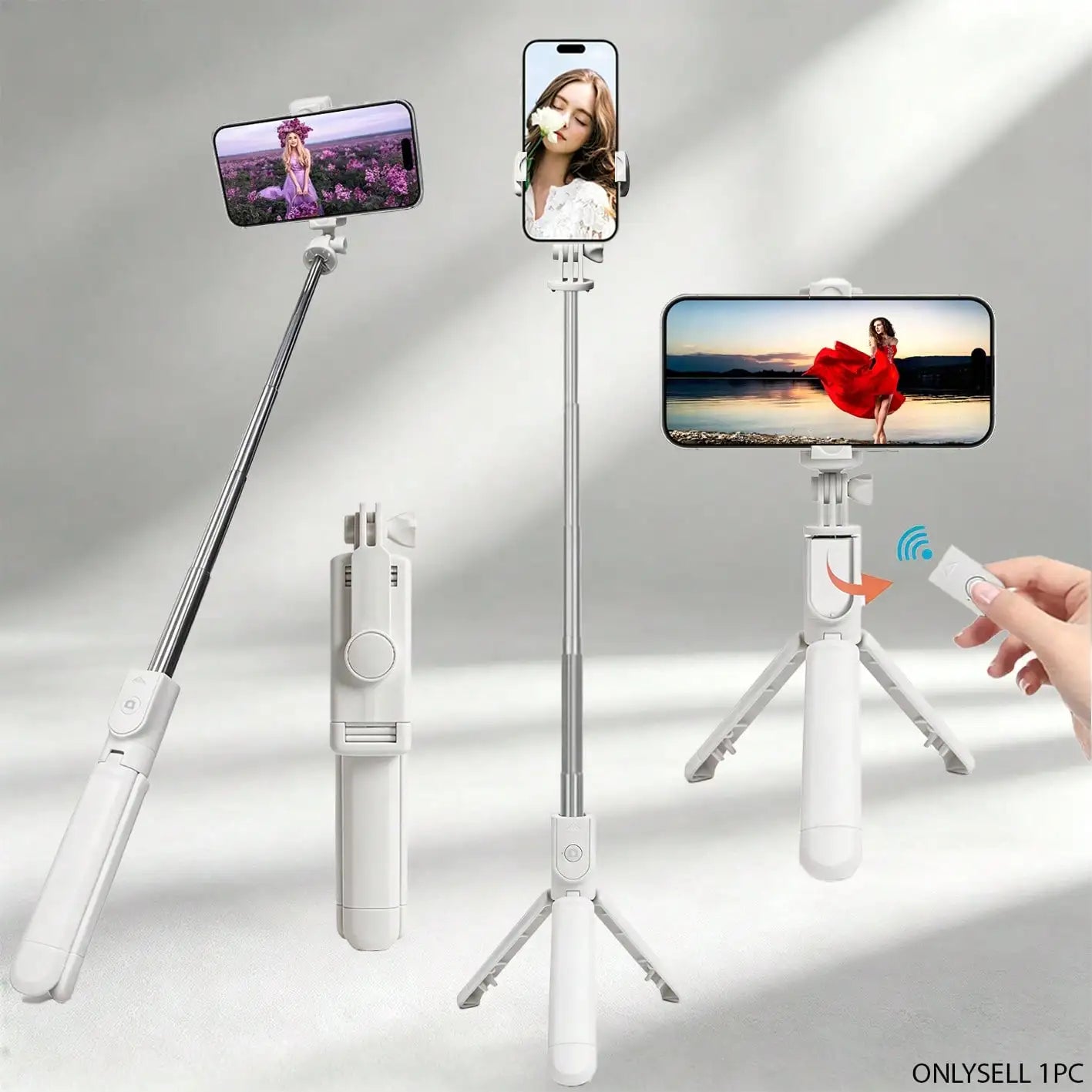 Wireless Bluetooth Selfie Stick Tripod, Portable Mini Selfie Stand with Remote Shutter for Mobile Phone Vlog Live Streaming