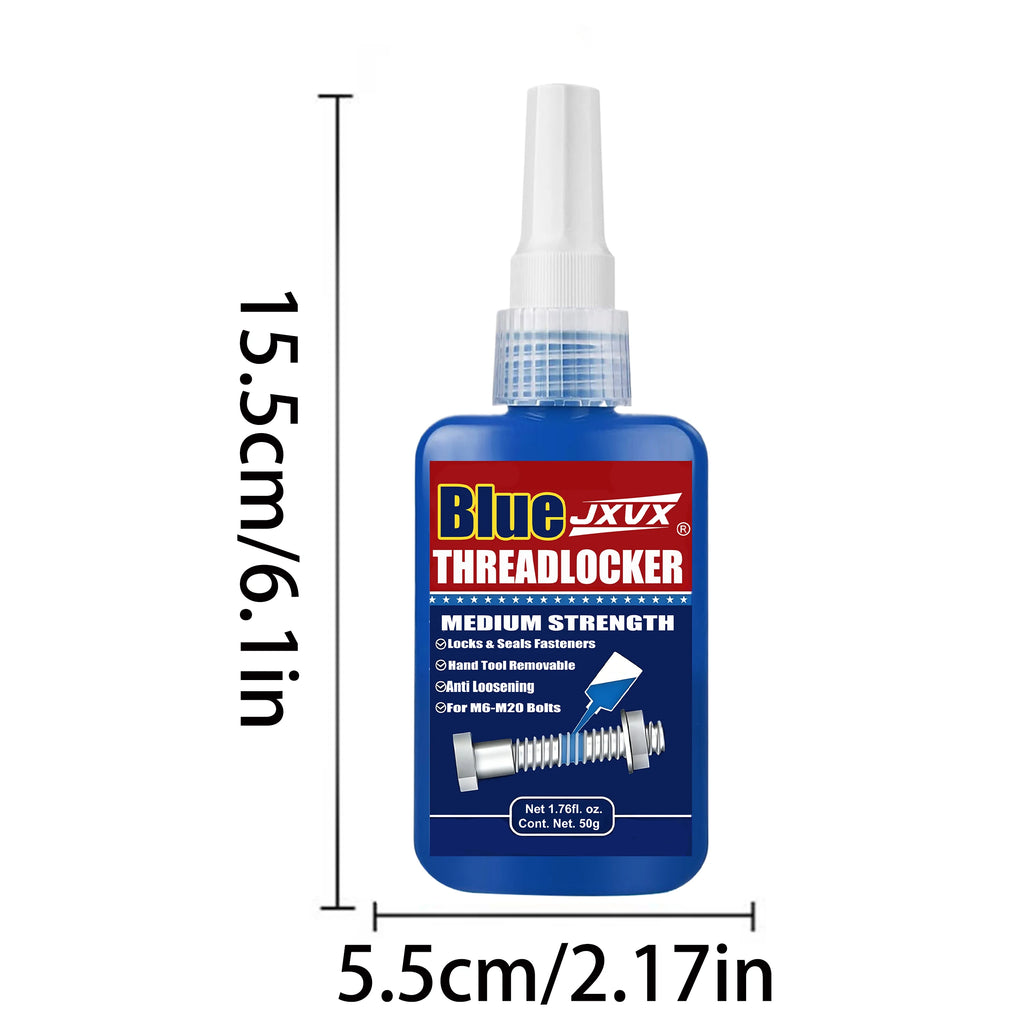 Blue Threadlocker, Medium Strength Threadlocker, Blue Anaerobic Adhesive for Fixing Screws and Nuts, Anti-Loosening, Anti-Corrosion, Oil Resistant, Anti-Loosening/Anti-Corrosion