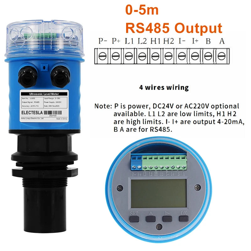 ES-UL800 10M Ultrasonic Level Meter for Tanks Water Level Transmitter 4-20mA RS485 Transmitter DC24V