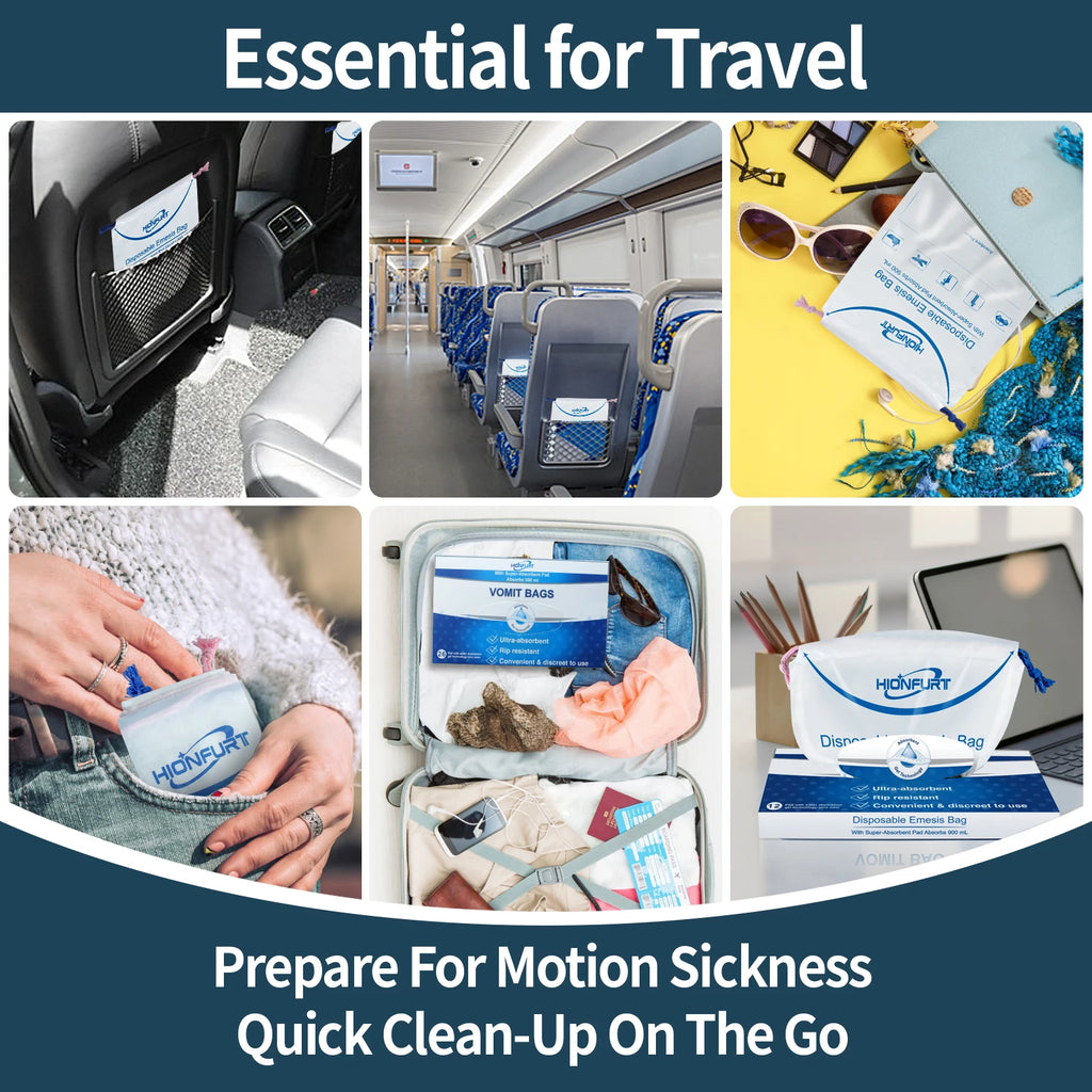 12/26Pcs Leak-Proof Gel Vomit Bags, 900ml Absorbable for Travel, Cars, Pregnancy