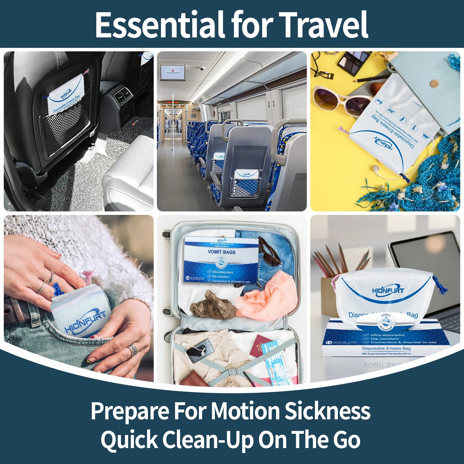 12/26Pcs Leak-Proof Gel Vomit Bags, 900ml Absorbable for Travel, Cars, Pregnancy