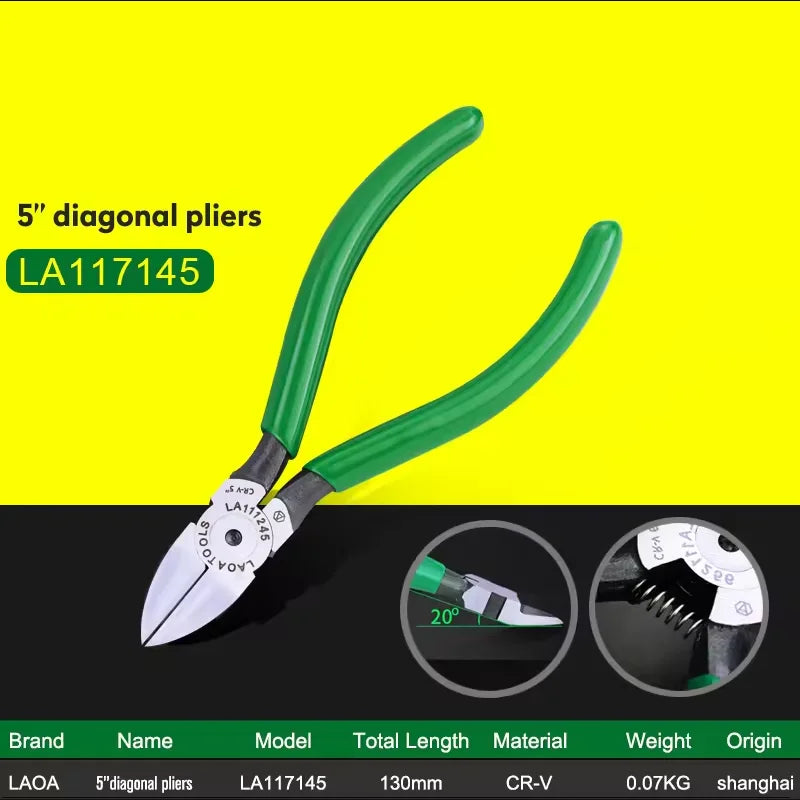 LAOA 5" wire cutters with viscose handle, small needle-nose pliers, small oblique-nose pliers, manual pliers