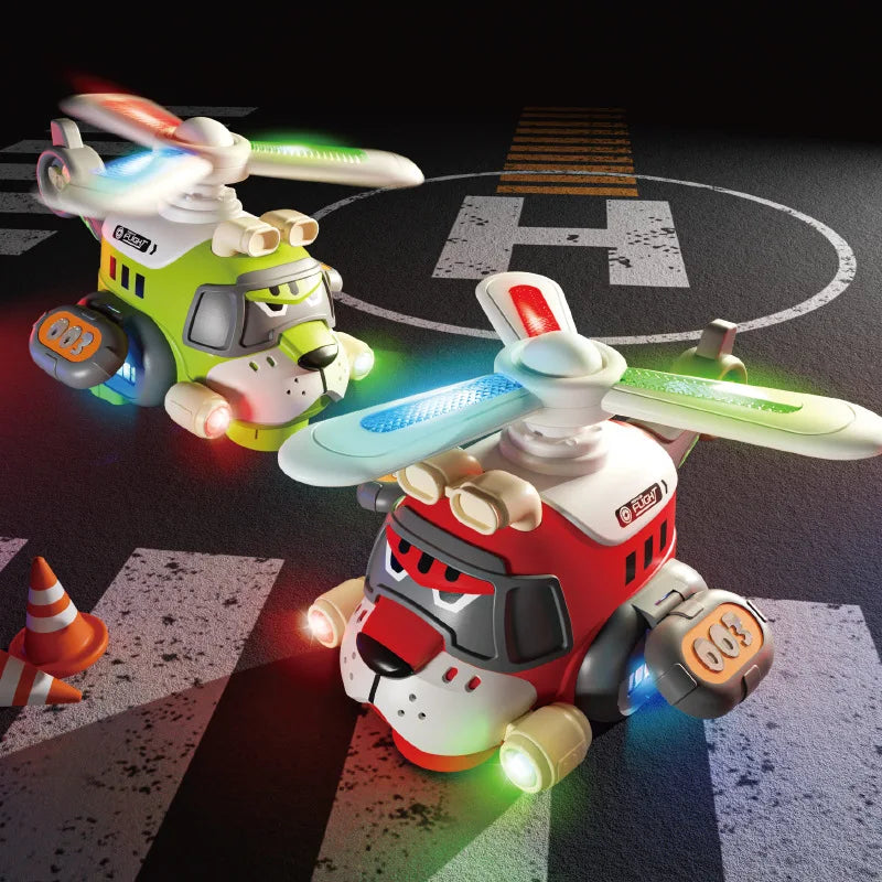 Electric 360 Rotating Tiger Airplane Toddler Cartoon Toys With Sounds And Lights Children's Toy Helicopter Boys Birthday Gifts