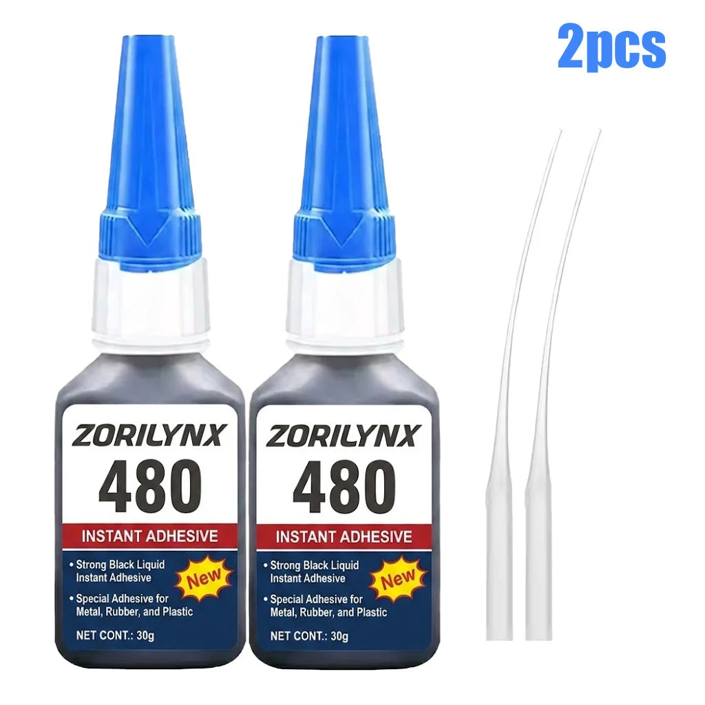 30g 480 Black Instant Adhesive Glue Super Strong Liquid Bond for Rubber Sheet EPDM Tube Gasket Craft Crafts Plastic Metal Glue