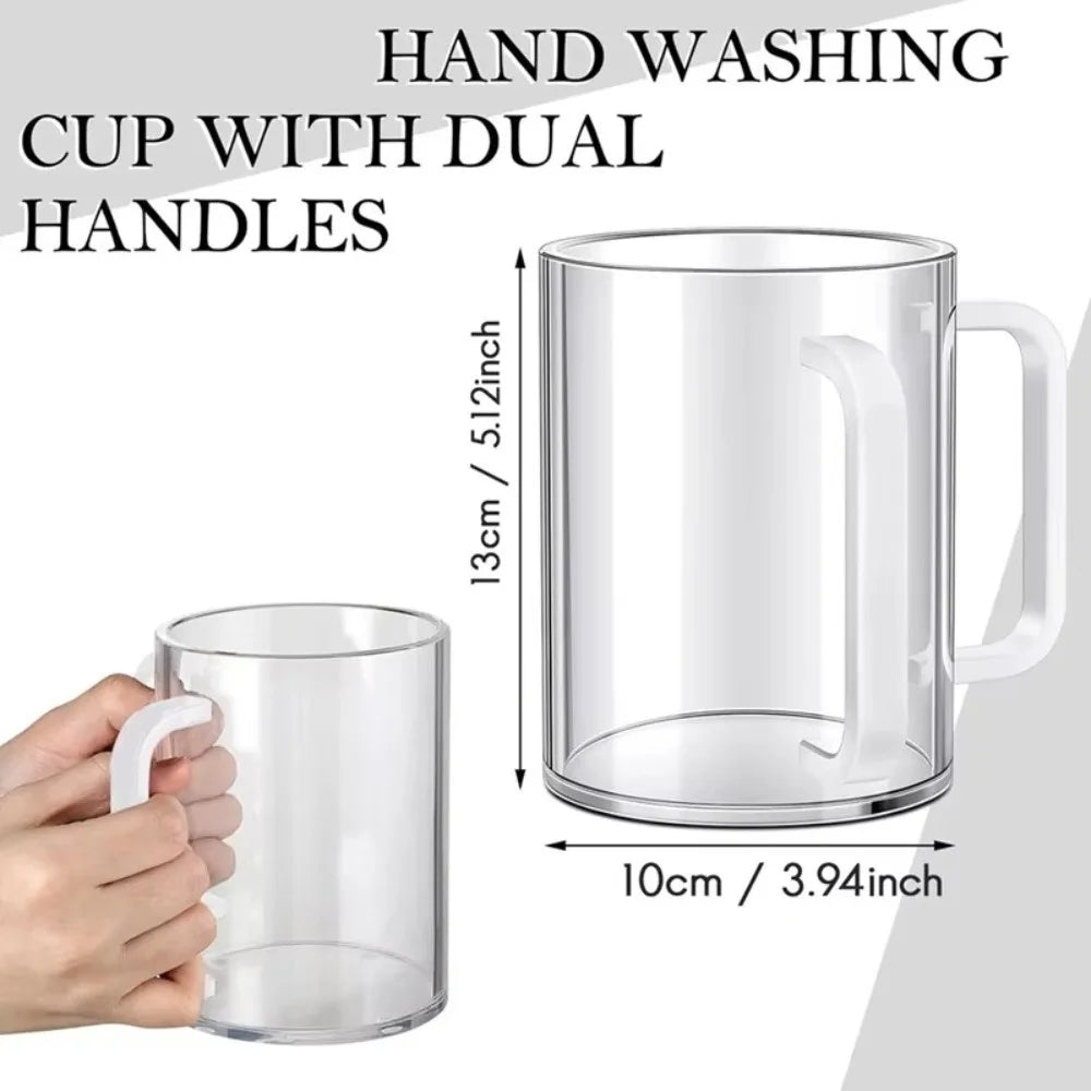 Transparent Netilat Yadayim Cup Thickened Dual Handles Acrylic Wash Cup Large Capacity Easy Handling Toothbrush Cup