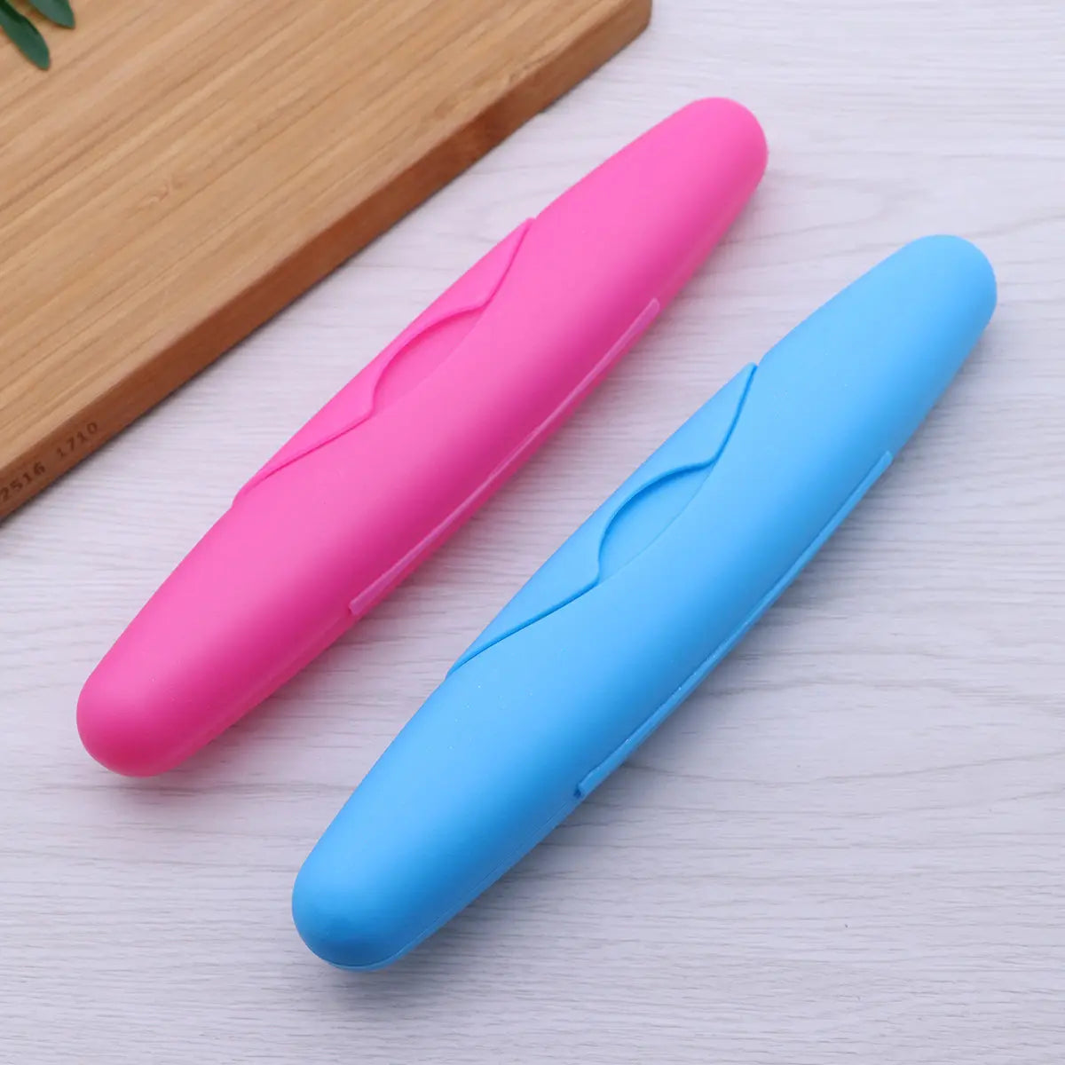 2Pcs Travel Toothbrush Box ABS Portable Protective Case with Seal Lock Bump Bottom Design for Hygienic Brush Storage and