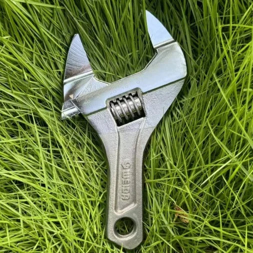 Ultra-Thin Adjustable Wrench with Large Opening Short Handle Mini Monkey Spanner Laser Scale Rubber Coated Key for Bathroom Tool