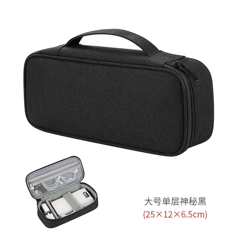 Portable Double Layer Digital Storage Bag Adjustable Dividers Travel Cable Organizer Case for Power Bank Hard Drive Charger