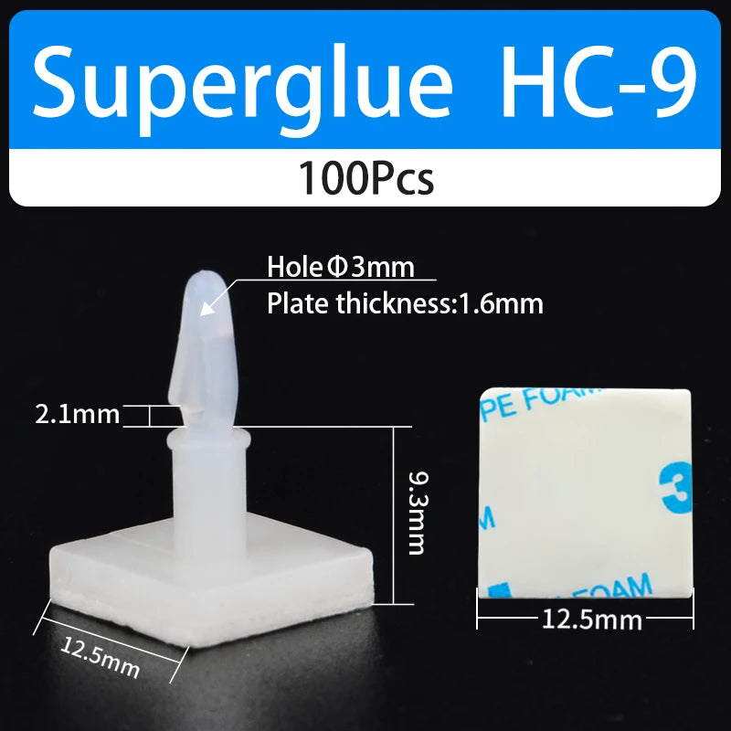 100PCS HC-5/6 Nylon Plastic Stick Fixed Clip PCB Module Spacer Standoff Lock Snap-In Adhesive 3MM Hole Support Isolation Column