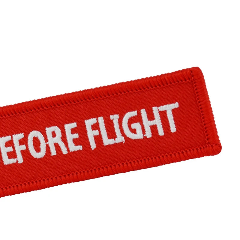 Kiss Me Before Flight Key Chain Label Embroidery Keychain with Metal Plane Key Chain for Aviation Gifts Car Keychains
