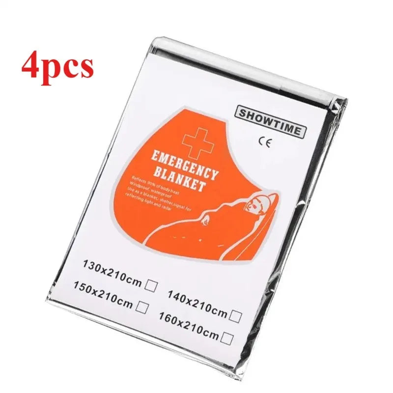 1/4pcs Emergency Mylar Thermal Blanket Foil Space Blanket Designed for NASA Body Warmer Outdoor First Aid Camping Hiking Travel