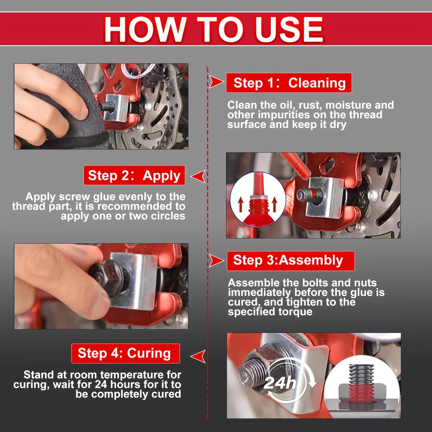 Large Package - Outdoor Portable Glue, Medium-Strength Anaerobic Removable Blue Glue, Oil-Resistant, Vibration-Resistant + High-Strength Red Permanent Screw-Locking Glue Combo, 10ml Capacity, Removable
