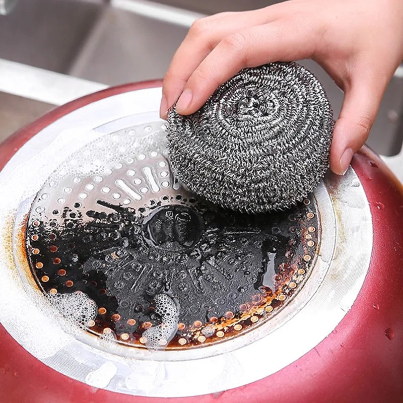 50/1Pcs Stainless Steel Cleaning Ball Steel Wire Ball Household Kitchen Washing Pots Pans Dishes Remove Dirt Rust Scrubbing Tool