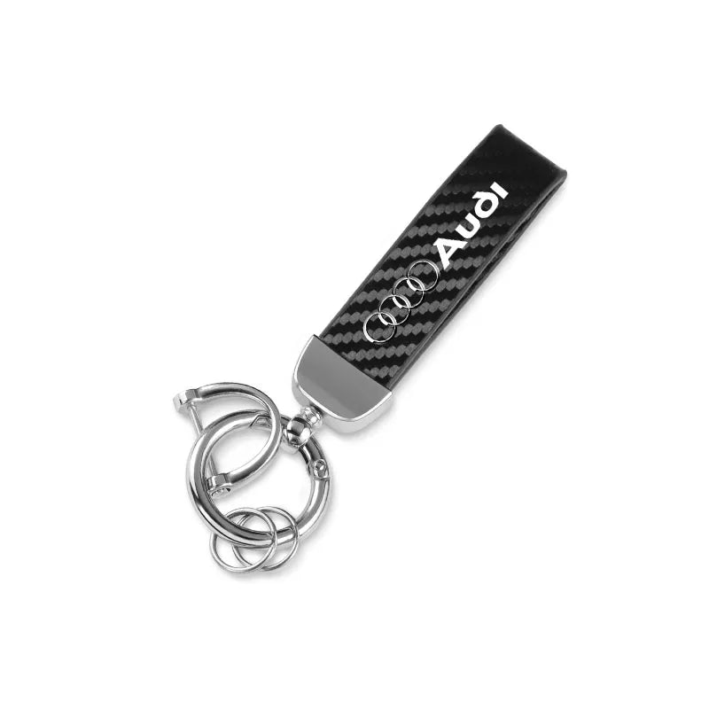 For Audi Sline A4 A3 A6 TT S4 S5 S6 A1 A2 A5 A7 A8 Q1 Q2 Q3 Q4 Q5 Q6 Q7 Q8 B8 B9 B6 C6 Q Carbon Leather Car Keychain Accessories