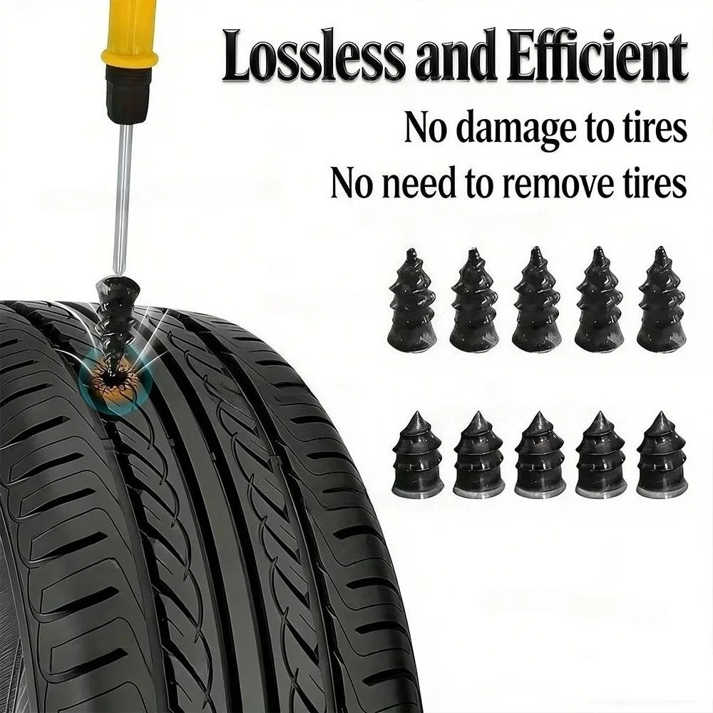 Roadside Emergency Flat Tire Repair Kit Portable Complete Tools with Storage Bag for Car Motorcycle Truck Quick Puncture Fix