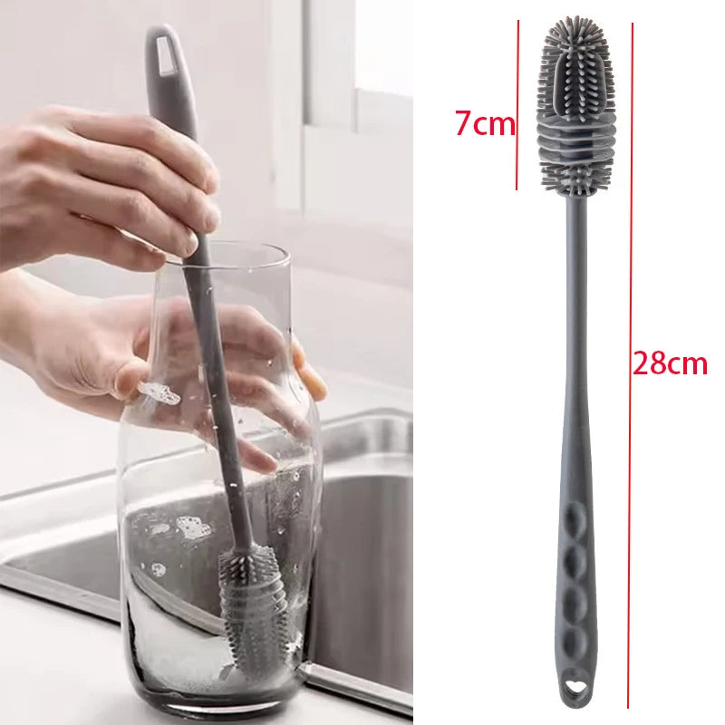 Long Handle Cup Brush,Kitchen Glass Bottle Cleaning Brush,Milk Bottle Tea Cup Scrubber,No-Electricity Required Cleaning Tool