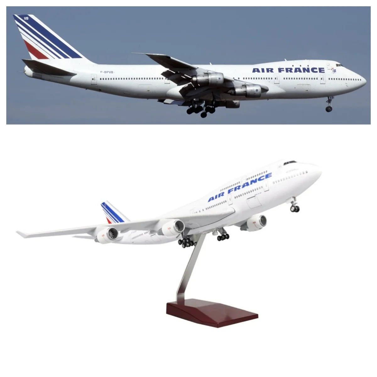 B747 Air France Airplane Model 1/150 Airline 747 Plane Model Light and Wheel Landing Gear Plastic Model Toy Collection or Gift