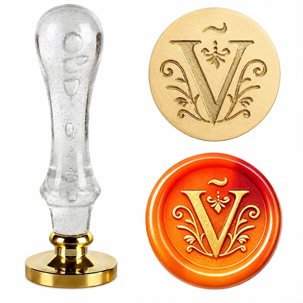 26 Letter Wax Seal Stamp,25mm Brass Head with White Bubble Handle Wax Stamp for Wedding Invitations,Birthday Cards,Envelopes