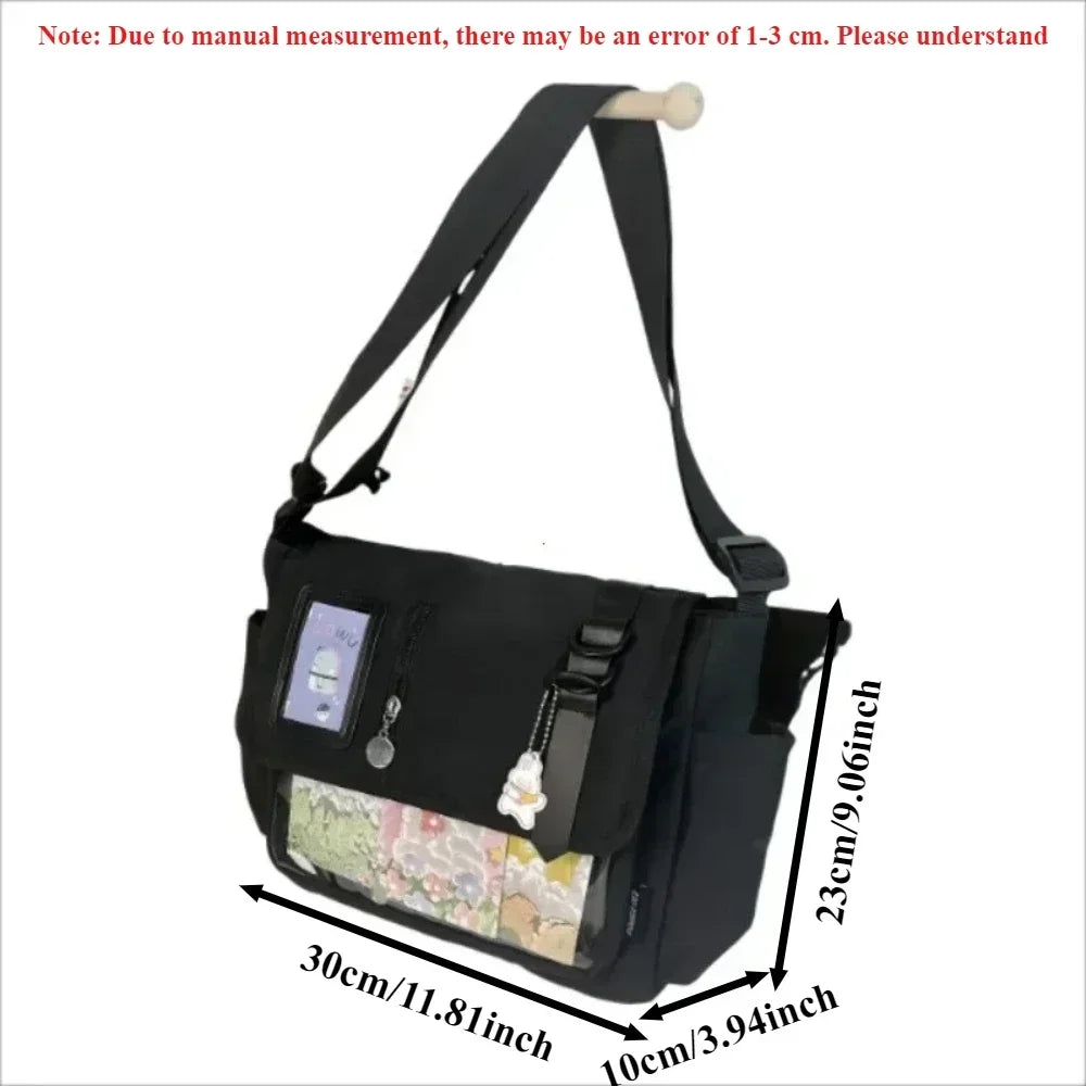 Y2K Japanese Harajuku School Bags for Teenage Girls New 2025 Transparent Itabag Crossbody Bag DIY Badges Display Plate Ita Bag