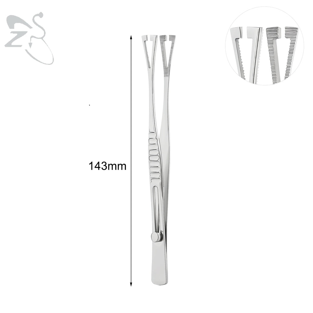 ZS 1PC Stainless Steel Piercing Clamp Slotted Locking Forcep Opening Piercing Plier Tool for Ear Lip Belly Navel Tongue Piercing